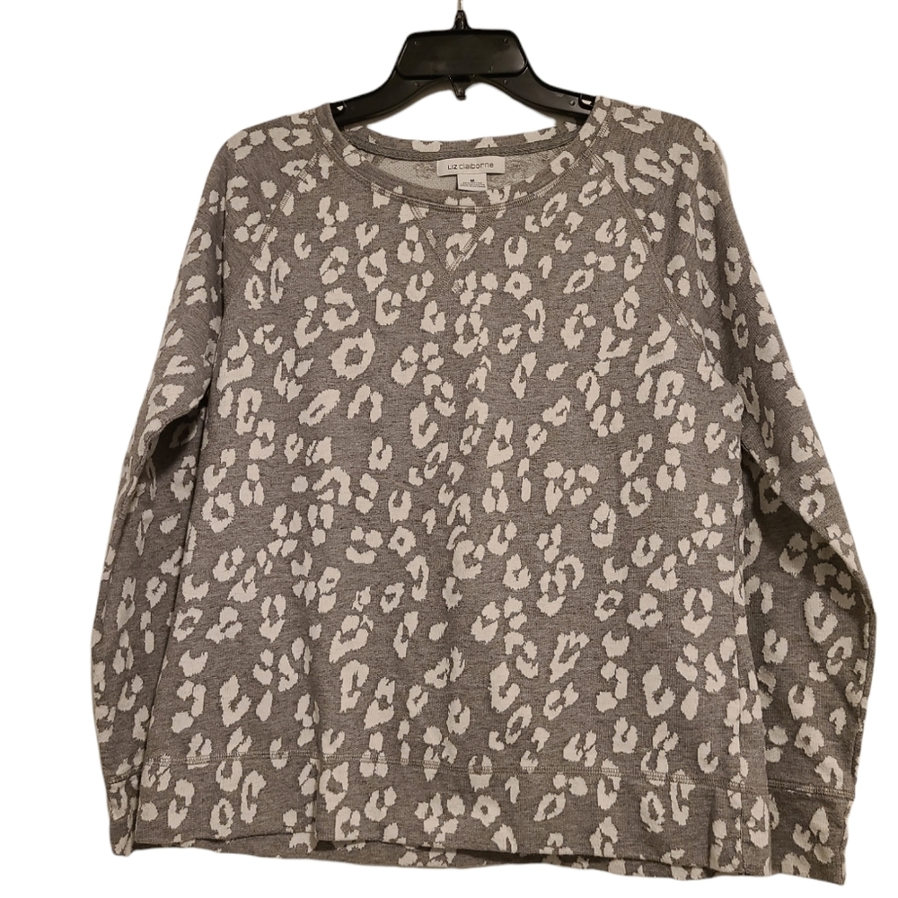 Liz Claiborne Gray with prints sweater